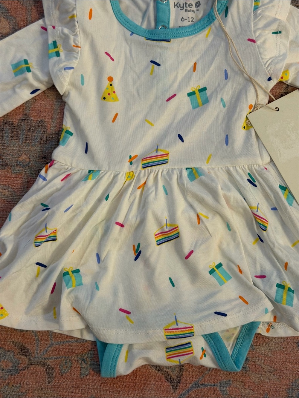 Brand New Kyte Baby 6-12 Month Cloud Party Long Sleeve Twirl Dress - Picture 3 of 11